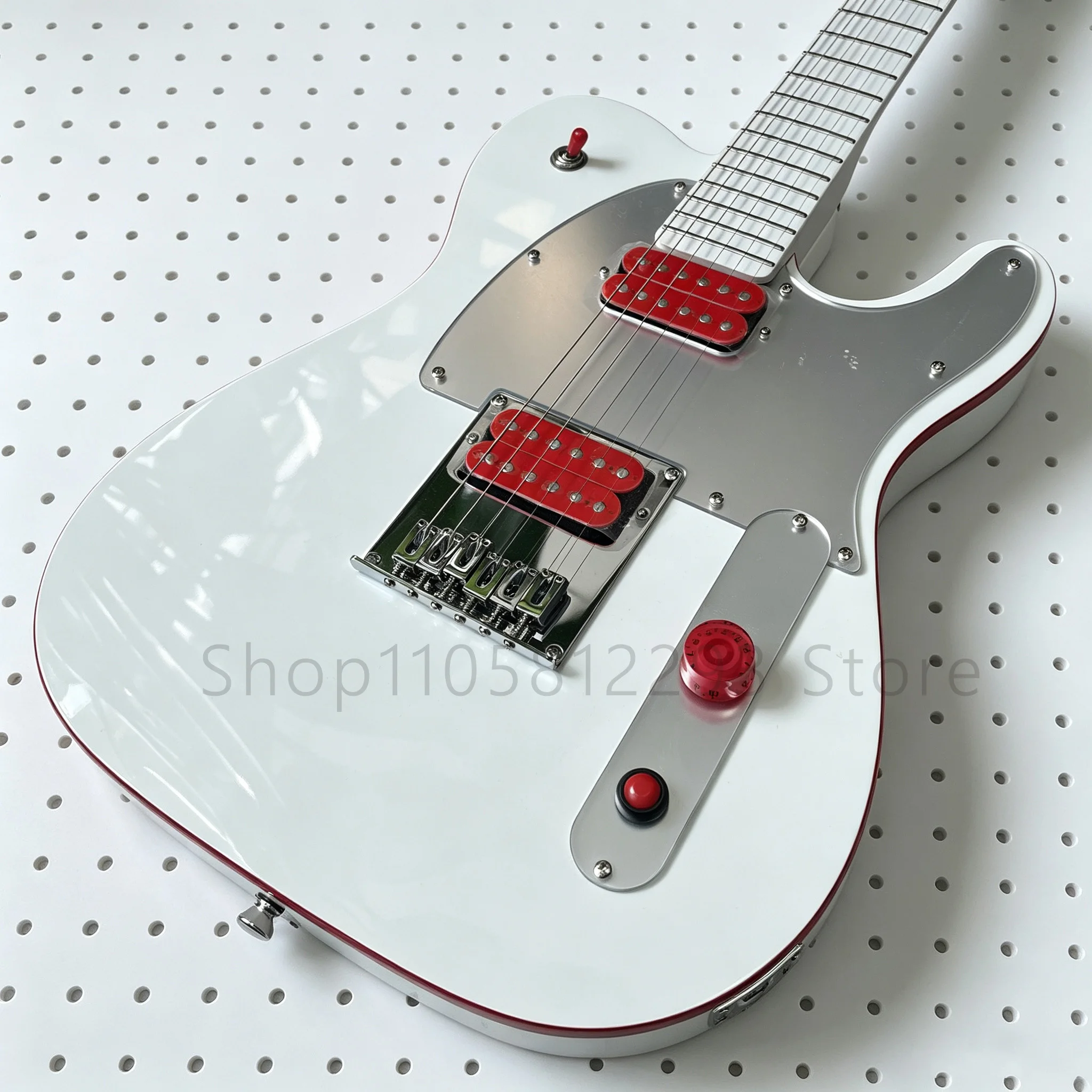 Costom John 5 Signature Ghost Electric Guitar White H-H Pickups Red Knob Guitars 6strings Guitarra Free Shipping