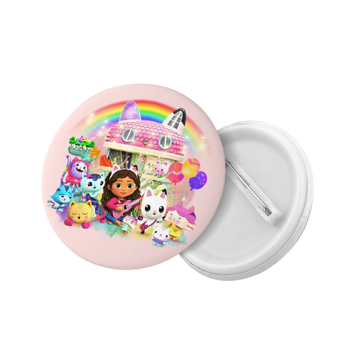 Animated Anime Movies Gabbys Dollhouse Round Button Pin for Bags Customizable Pinback Badges Brooches