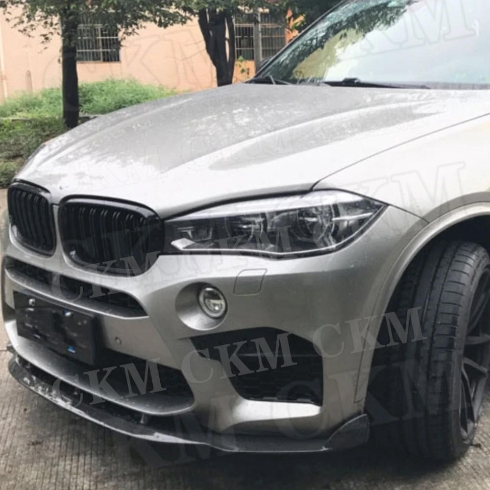 

CKMUUER For BMW X5 X6 X5M F85 X6M F86 2015 2016 2017 2018 Carbon Fiber Front Bumper Lip Chin Spoiler FRP Bumper Guard Auto
