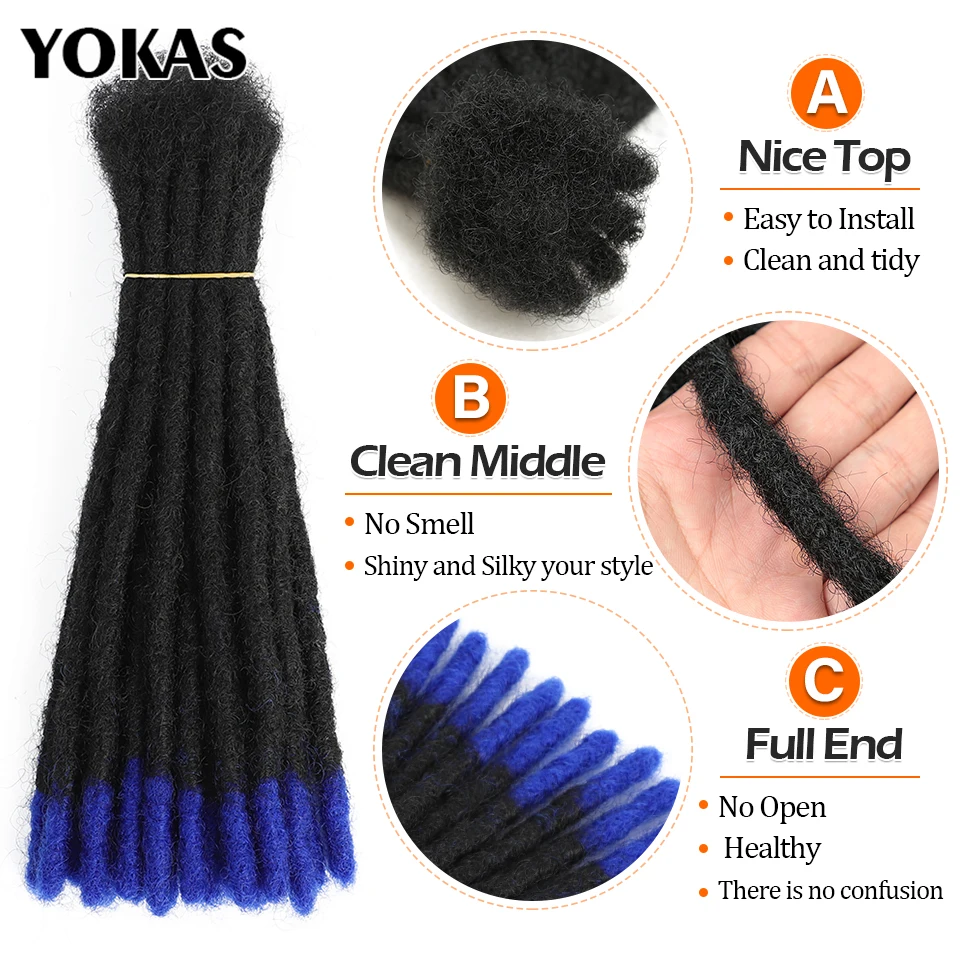 Extensiones de cabello de rastas, trenzas de pelo sintético trenzado de ganchillo, rastas puras y ombré para hombres y mujeres Afro YOKAS