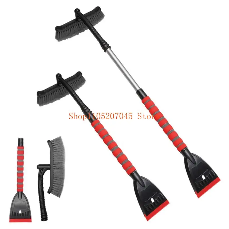 37cd Multi Position Car Snow Remover Tool With Shockproof Foam Handle And Scratch Proof Bristles For Safe Use Ice Scraper
