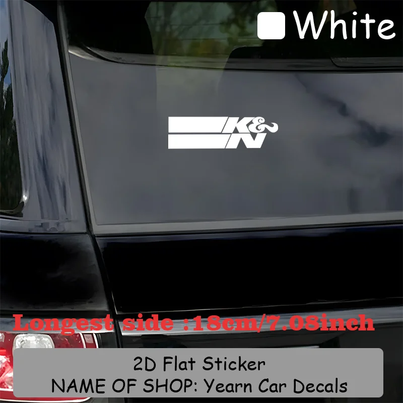 قطعة واحدة من ملصق الفينيل بشعار K&N - نص أبيض بخلفية سوداء، خطوط حديثة بسيطة، ملصق شفاف مقاوم للماء ومقاوم للأشعة فوق البنفسجية #4