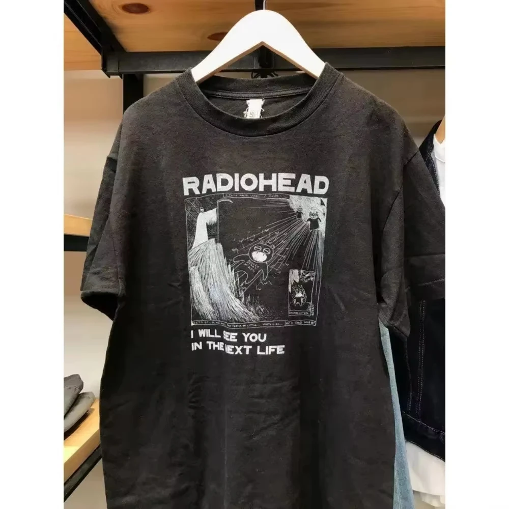 2026 Neue Radiohead Hip-Hop-Rockband Street Fashion Klassische Lässige Oversized Baumwoll-Unisex-T-Shirts mit Rundhalsausschnitt für Damen – Detail 6