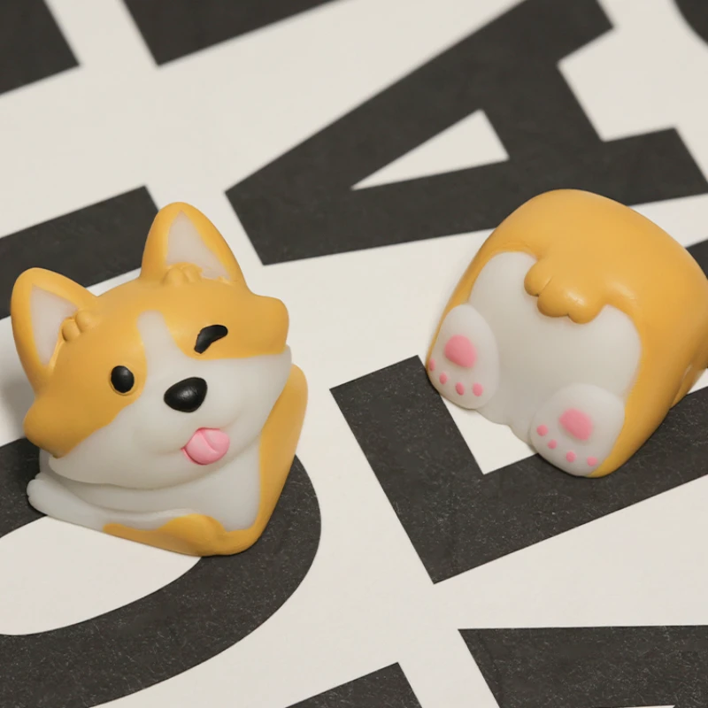 Corgi Keycap Personalized Design Cubic Cute Dog Mechanical Keyboard Keycap Accessories Cartoon Handmade Custom Creative Gifts