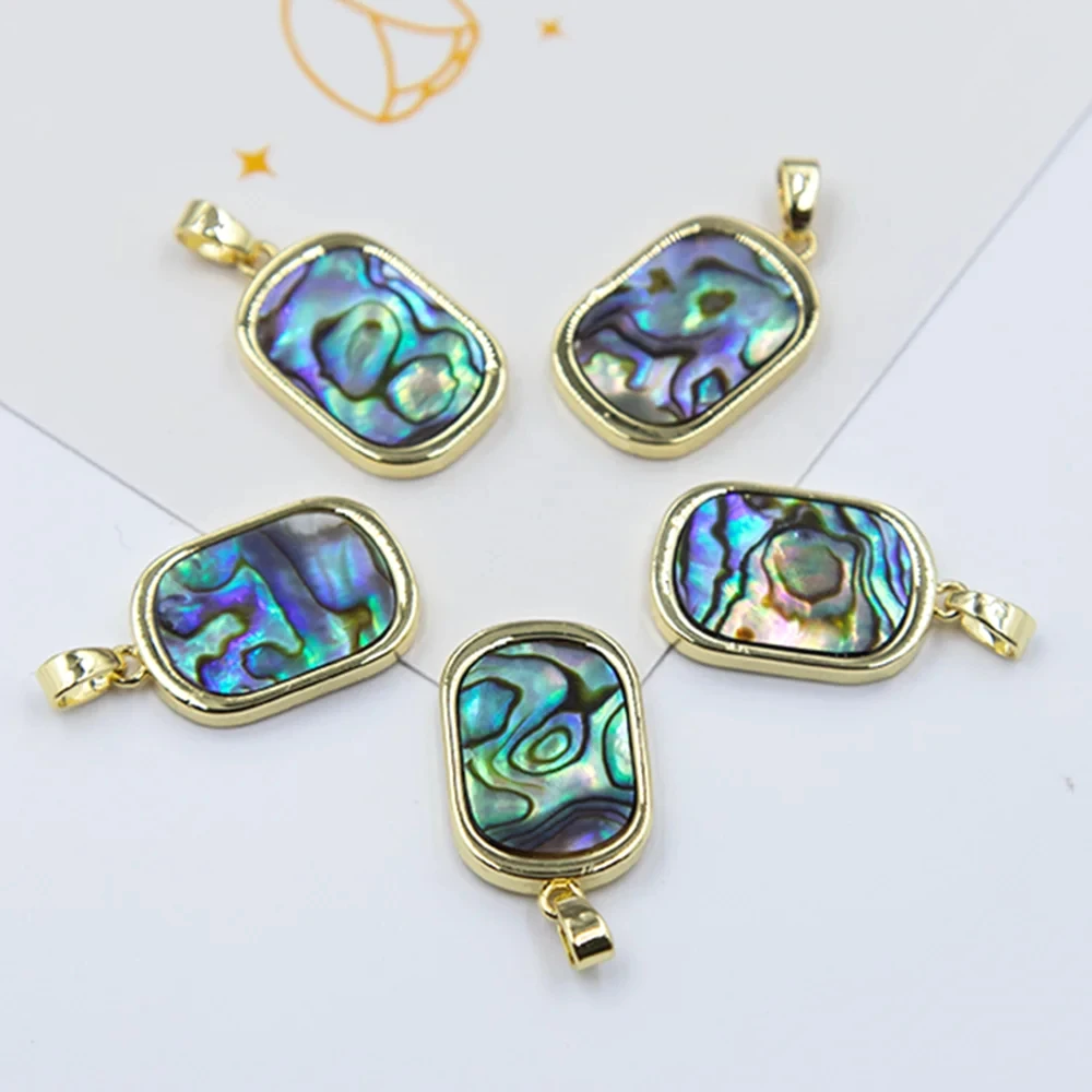 حار الوافدين الجدد 3 أحجام أذن البحر الطبيعية شل قلادة 13x21 مللي متر مستطيلة يمكن استخدامها مجوهرات DIY بها بنفسك النساء والرجال القلائد