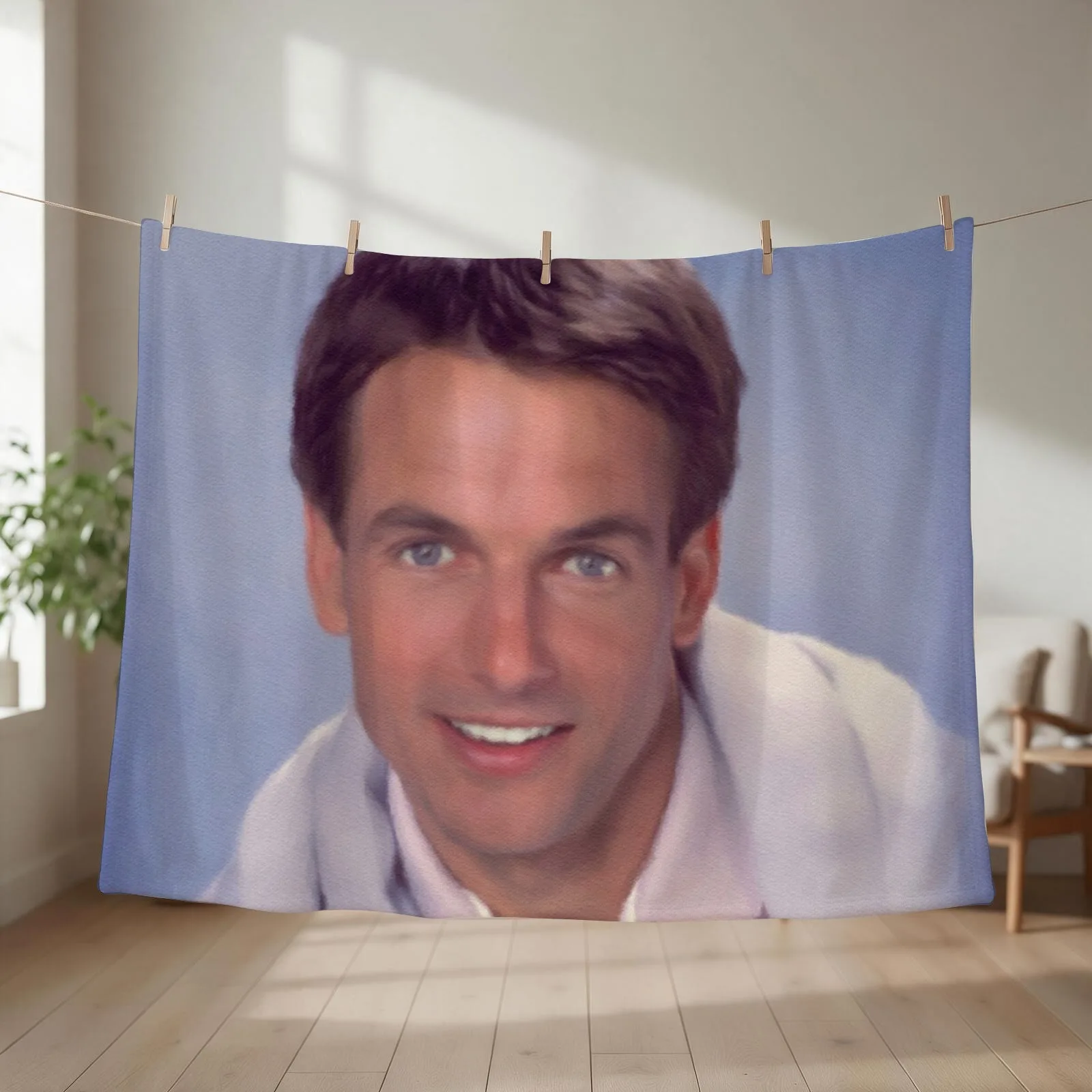 Mark Harmon, TV Star Throw Blanket couch cozy soft plush fuzzy picnic outdoor blanket
