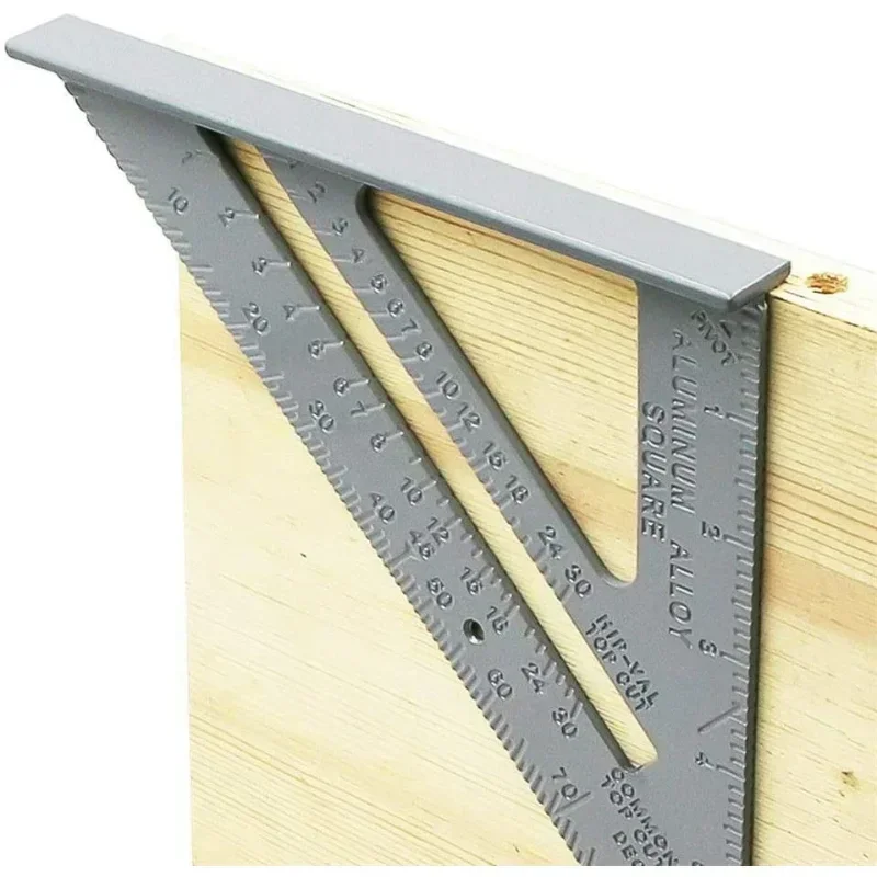 

7 Inch Imperial Triangle Ruler 90 Degree Thickened Angle Ruler Aluminum Woodworking Measuring Straight Angle Ruler Silver