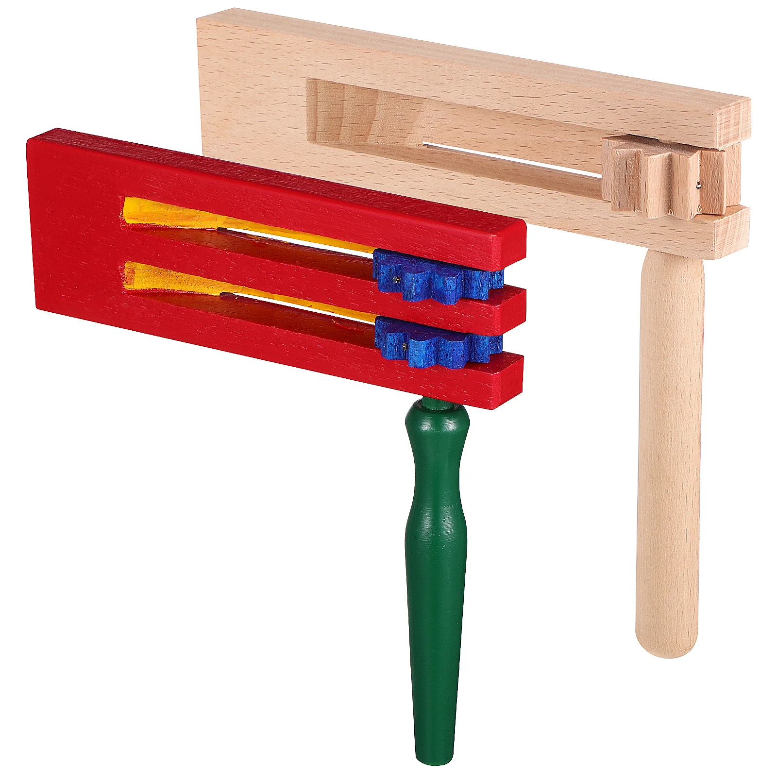 

2 Pcs Orff Percussion Instrument Rotating Soundboard Wooden Musical Castanet Toy Ratchet Maker