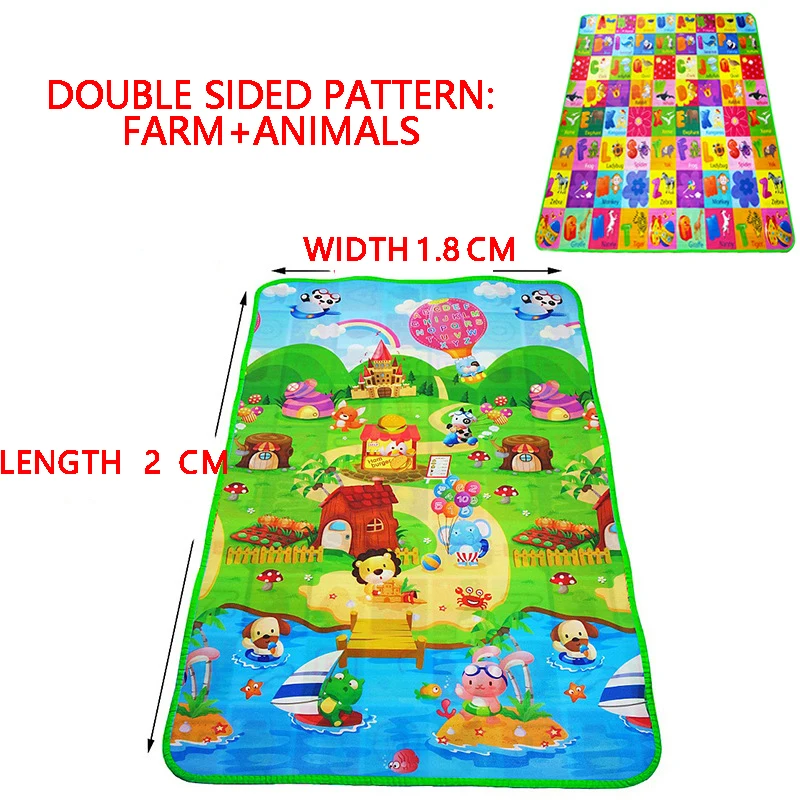 Baby Play Mat Doubel Sided Animals Kids Rug Educational Toys for Children Soft Floor Toddler Crawling Carpet Game Activity Gym