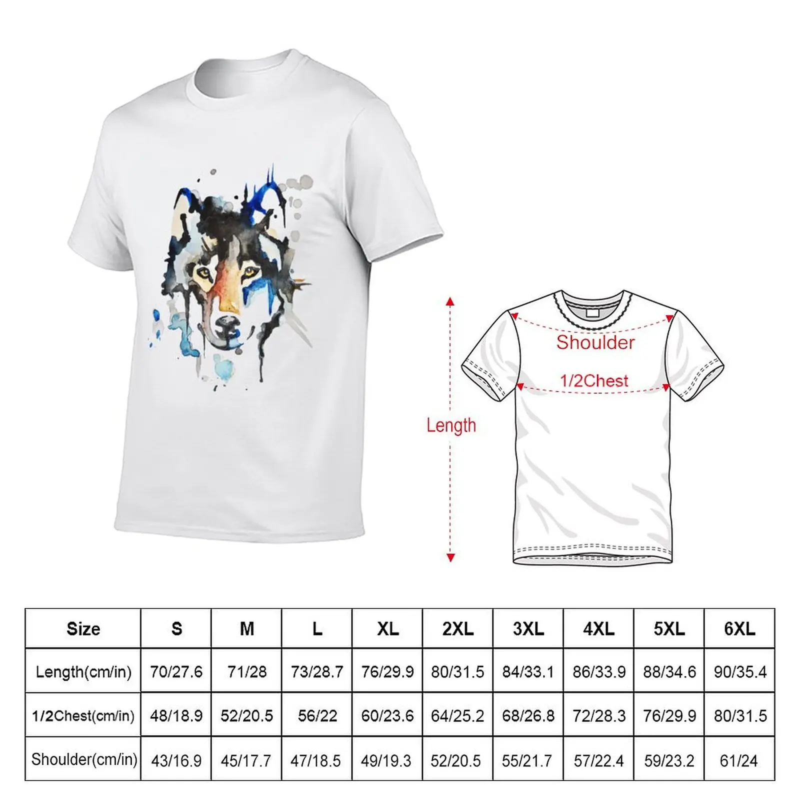 Watercolour Wolf T-Shirt mens graphic t shirts anime tshirt anime t shirts oversize T-Shirt