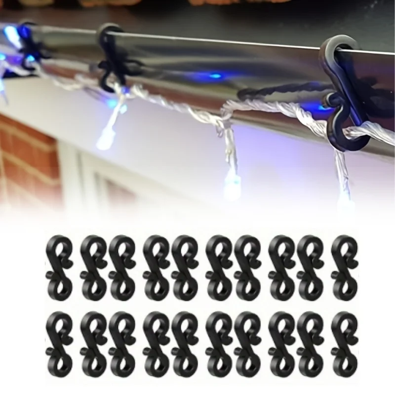 

150pcs S-Shaped Plastic Light Clips Outdoor Camping RV Tent Awning Garden Decorations Christmas Lights Clips Hooks Accessories