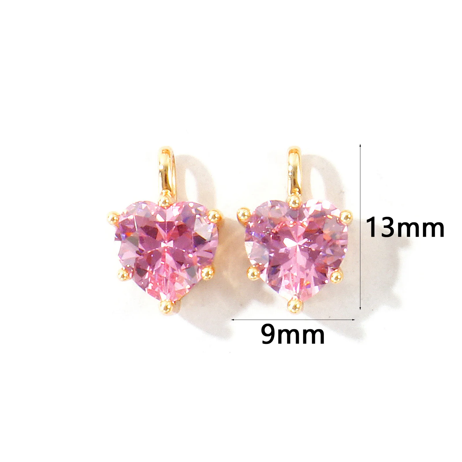 2 Stück Zirkonia-Charms zum Valentinstag, Geburtsstein-Charms, Herz, Messing, 18 Karat vergoldet, Anhänger für die Herstellung von DIY-Halsketten, 13 mm x 9 mm – Detail 11