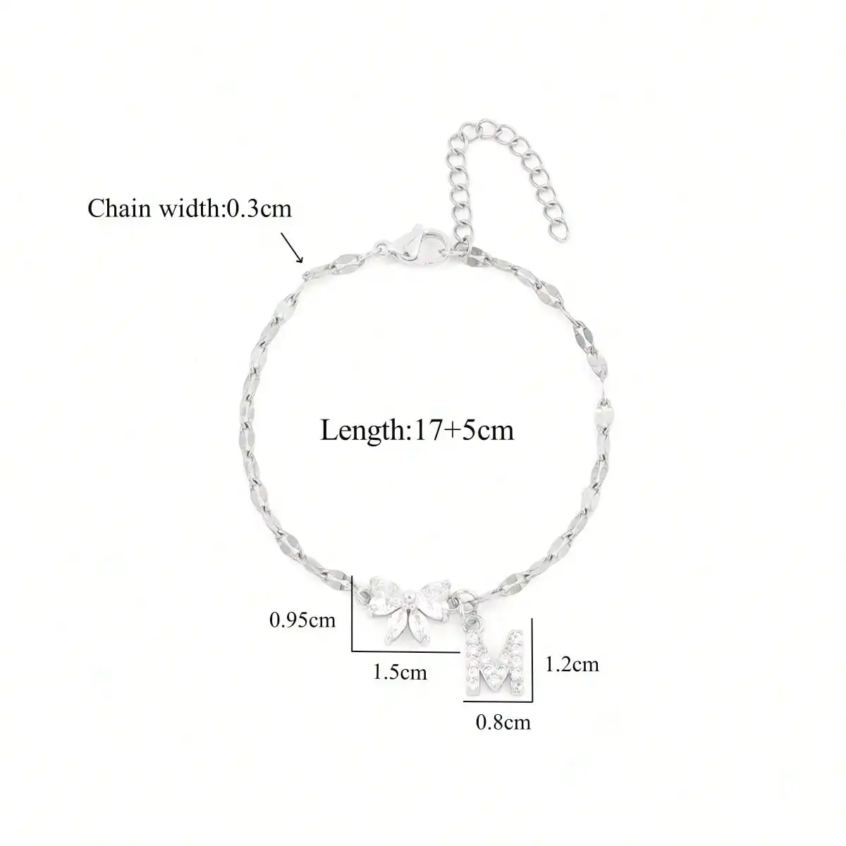 موضة كريستال القوس عقدة تمهيد زركونيا الأولي الفولاذ المقاوم للصدأ الذهب اللون الشفاه سلسلة سوار للنساء هدايا عيد الحب #5