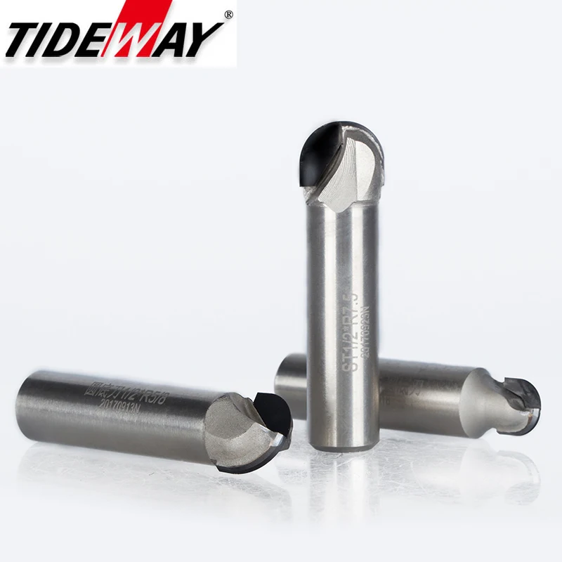 Tideway 1pcs Diamond Round Cove Box Router Bit PCD CVD Coating End Mill Milling Cutter Tools for Wood 1/2 Shank Round Nose Bits