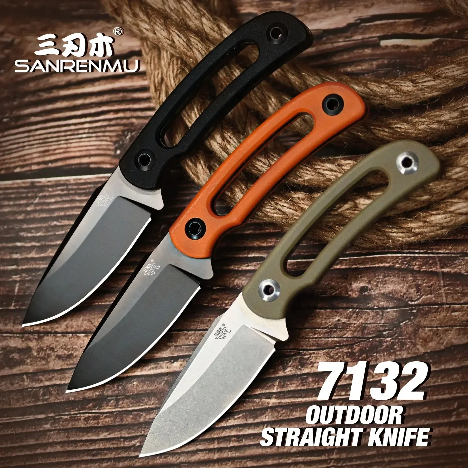 

SANRENMU 7132 Fixed Blade Knife Outdoor Straight Knife Camping Hunting Fishing Cut FruitPicnic Survival Edc Portable Tool knives