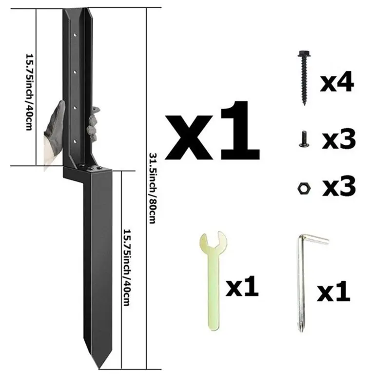 BMBY-Rustproof Ground Spike For Fence Posts, Heavy Duty Steel For Fence Post Anchor Stakes, For Fence Post Repair Kit, Thickened