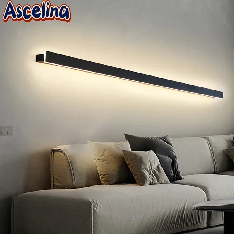 Modern LED Wall Lamp Minimalist Black White One Word Shelf Wall Sconce For Bedroom Bedside Living Room Backwall Indoor Lighting