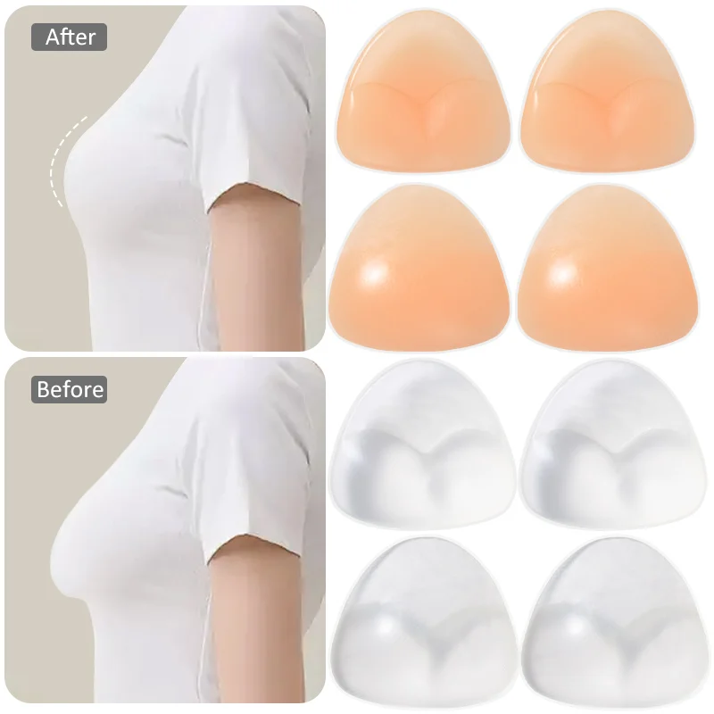 

4 PCS Invisible Silicone Bra Pads Push Up Bra Inserts Women Chest Cups Inserts Removeable Inserts Suitable for Bra