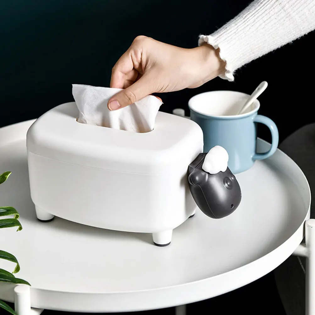 

1pc Tissue Box Phone Holder Cartoon Design Multifunctional Plastic Paper Container For Living Room Home Office Storage Case