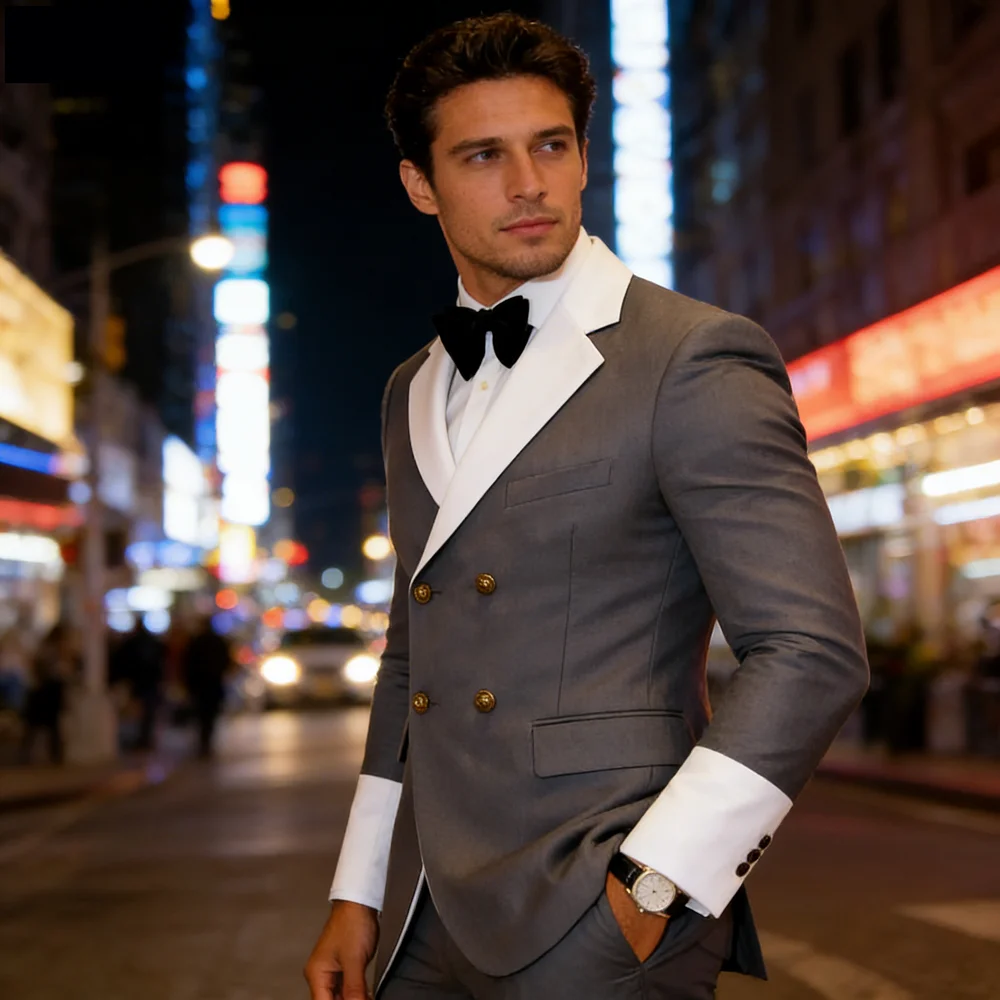 

Мужской приталенный смокинг из 2-х частей с плащом, идеально подходит для танцев, концертов и свадебных мероприятий