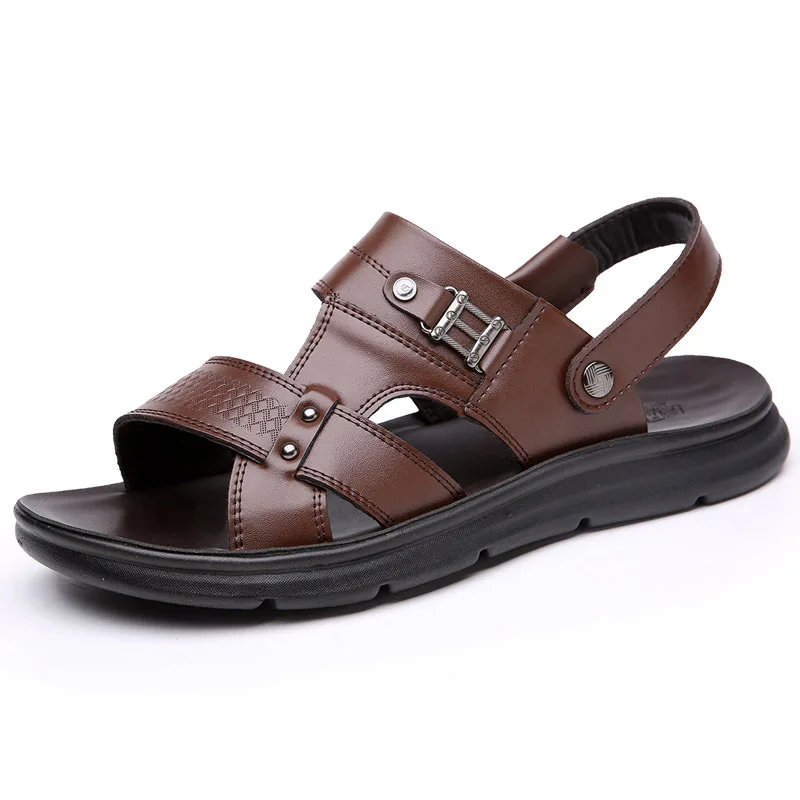 Genuine Leather Sandals for Men Casual Beach Shoes Anti Slip Men\'s Casual Fashion Sandals Sandalias Masculina Sandalia Masculino