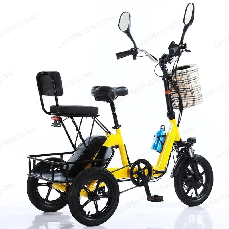 Adult Folding Three-wheeled Scooter, Lithium Battery Life Can Be Folded for Storage