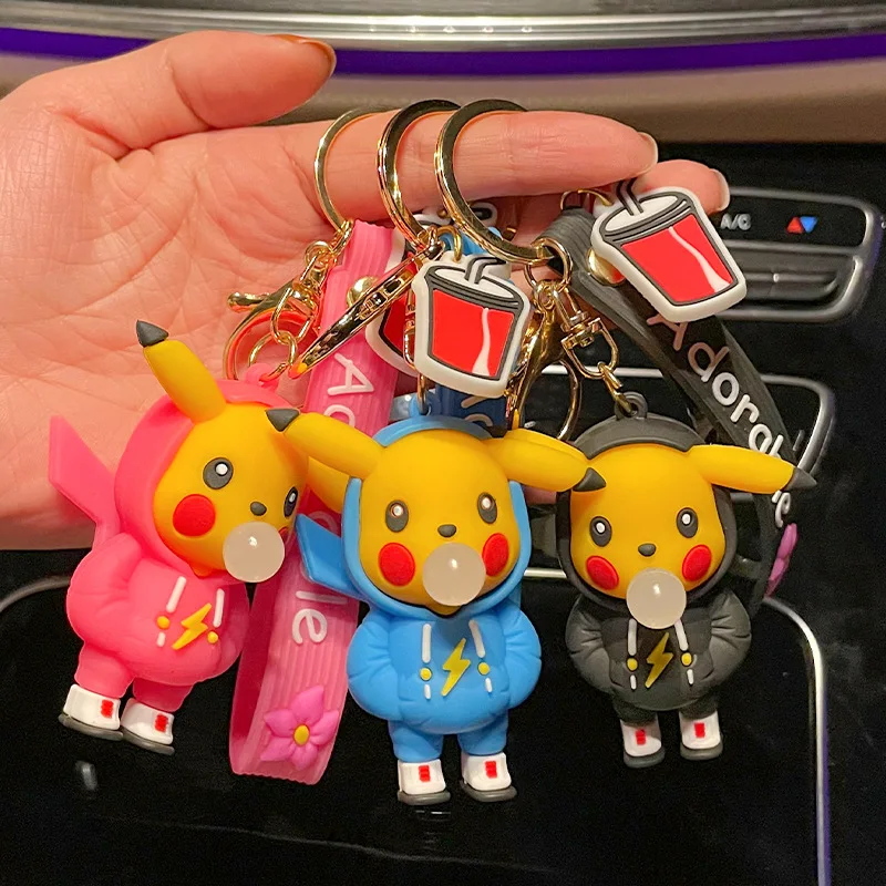 TAKARA TOMY Pokemon Anime Characters Cute Keychain Funny Fashion Pikachu Keychain Creative Car Keychain Toy