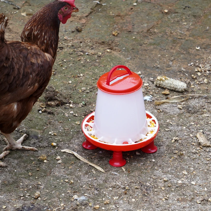 Poultry Feeder Chicken Feeder with Stand Legs and Cover Pigeon Quail Feeding Bucket Large Poultry Automatic Feeder 2kg