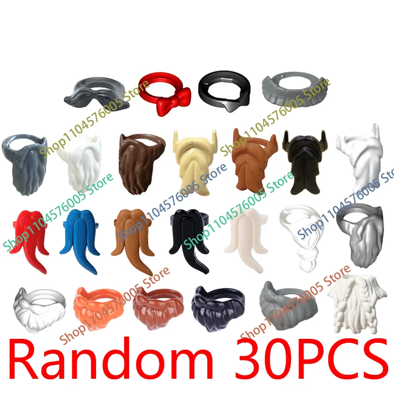 MOC Hat Beard Figure Accessories Building Blocks Wizard Hat Santa Claus Beard Scarf Mask Suit Tie Assembly Bricks Toys Gift T02 view 2