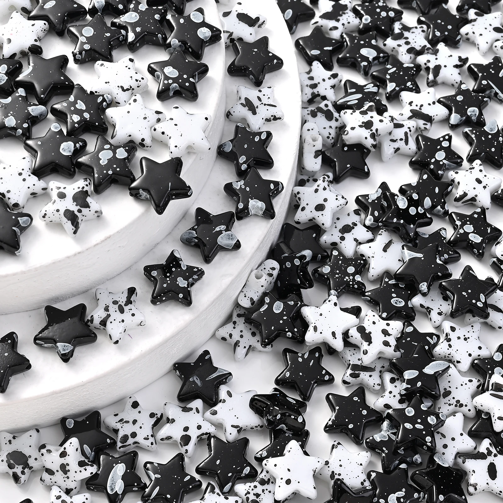 حبات نجمة خماسية المدببة لصنع المجوهرات ، لوحات أكريليك ، حبر نقطي ، إحساس فني ، سوار يدوي الصنع ، 30 من DIY #1