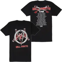 Camiseta negra pequeña de Slayer Hell Awaits para hombre, camiseta de gira de concierto 1985