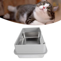 Enclosed High Sides Litter Box Stain Resistant Versatile Side Entry Stainless Steel Cat Litter Box for Small Medium Cats