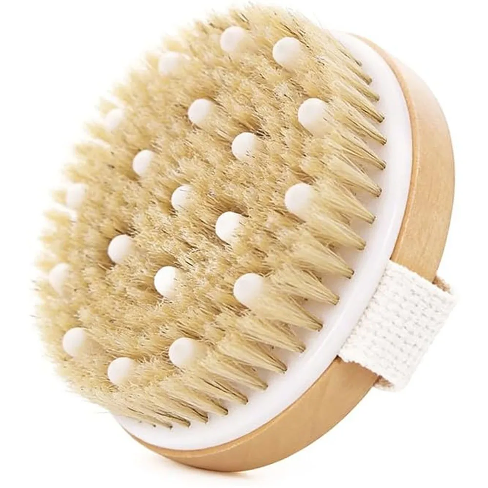 

Щетка для ванны Nanzhu с ручкой из свиной щетины, без ручки, с мягкими бусинами, массажная, для очищения кожи, для массажа меридианов