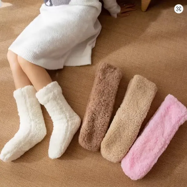 

Cute Plush Thick Thermal Socks Fluffy Anti Slip Thickened Floor Socks Fur Fleece Sleeping Slipper Socks Homealloween Gift