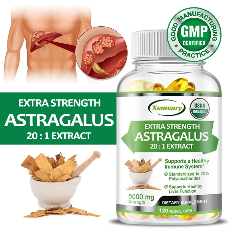 Racine d'astragale naturelle, 5000mg, support immunitaire traditionnel, projet sans OGM vérifié, végétalien, 120 capsules