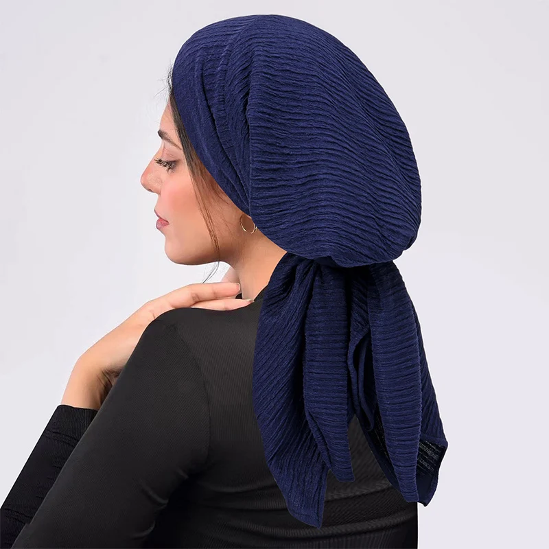 Turbantes musulmanes holgados informales para Mujer, gorros para quimio contra el cáncer, gorro Hijab islámico árabe de la India para Mujer