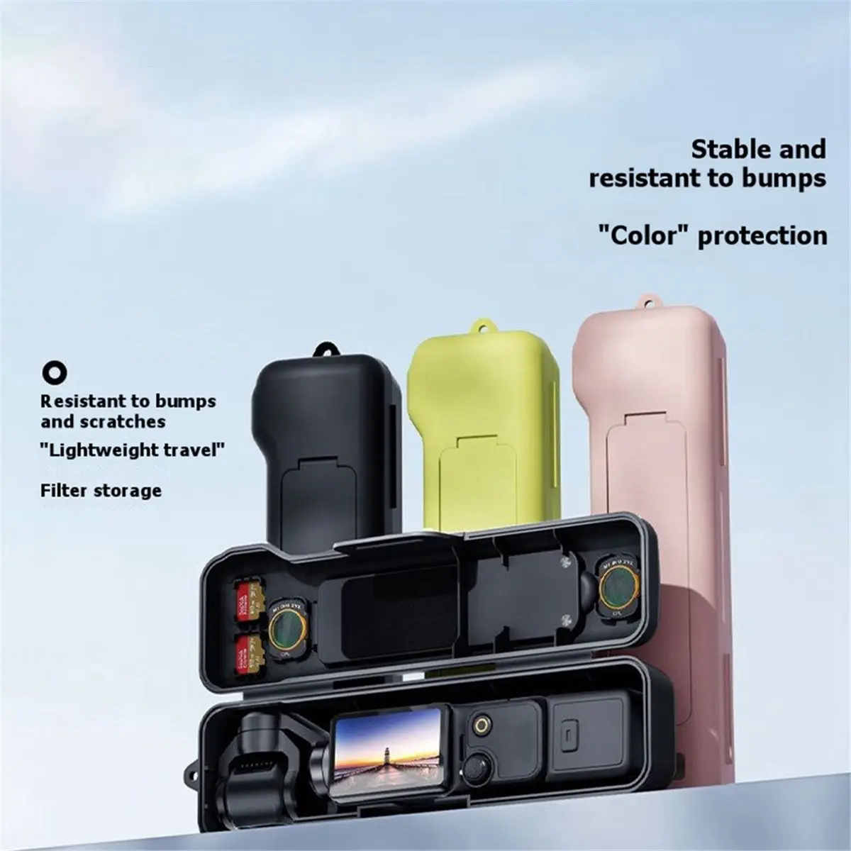 【A75T】 For Pocket 3 Protective Case for 4 Gimbal Flip Protective Cover with CPL/ND Filter Storage Slots C