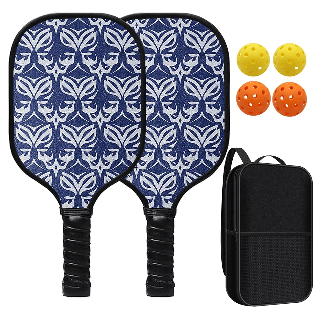 

Pickleball Paddles Set 2 Rackets 4 Balls with Bag Fiberglass Face Honeycomb Core Non-Slip Grip Sports Equipment