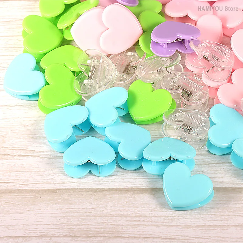 5Pcs Mini Pink Blue Purple Green Heart-shaped Cute Love Paper Clips Small Folder Clip Is A Convenient Learning Tool for Students view 3