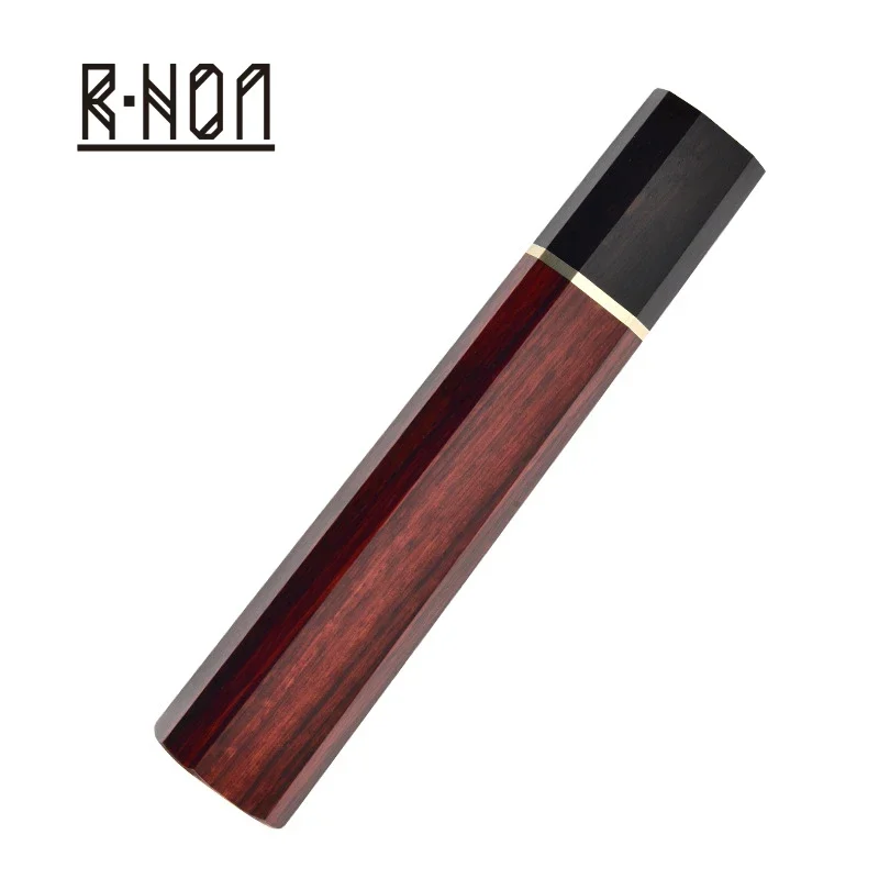 RHON-mango octogonal de madera maciza de ébano y rosa, corte de pescado Deba, salmón, Sashimi, Yanagiba, accesorios para cuchillos de cocina