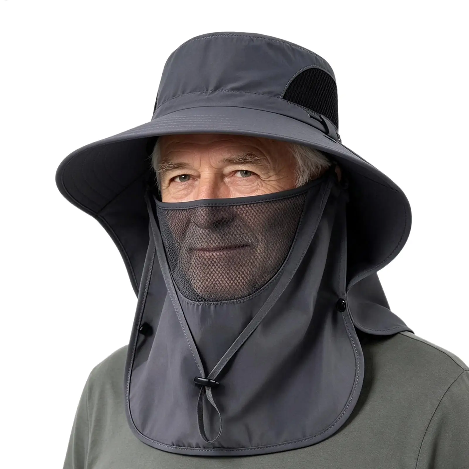 Fischerhut für Herren, Sonnenhut für den Sommer, schnell trocknender Sonnenhut für den Außenbereich, atmungsaktiver Sonnenhut für Angler, Damen-Sonnenhut mit Gesichtsmaske