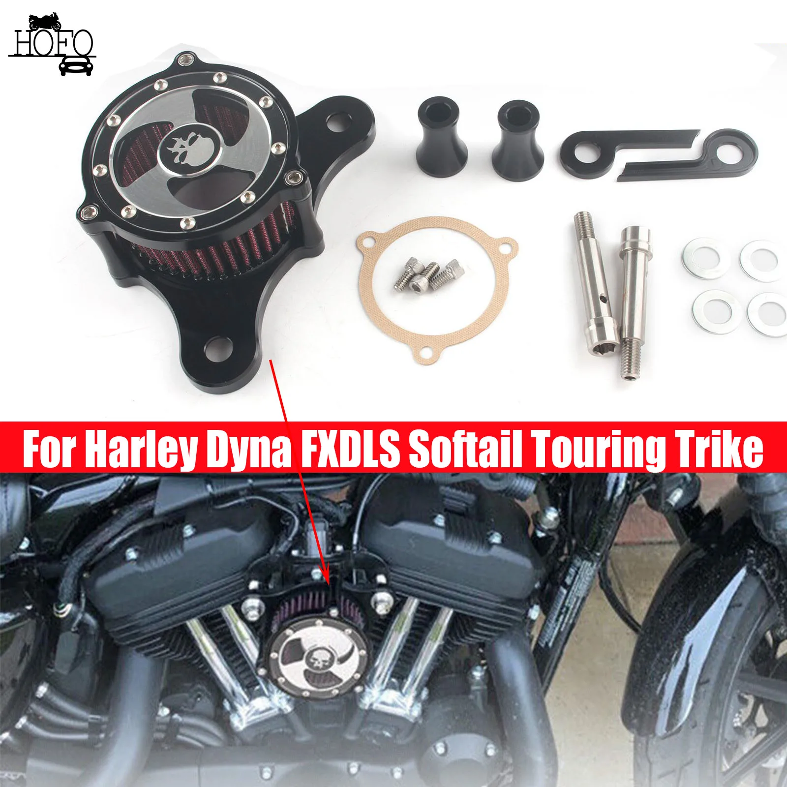 

Motorcycle Air Cleaner Intake Filter System Kit For Harley Dyna FXDLS Softail Touring Trike