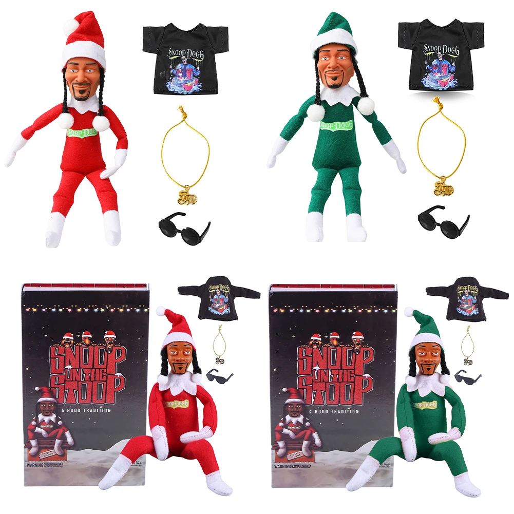 12 inch Snoop Dogg Snoop on a Stoop Christmas Elf Doll Small Plush Toys Cute Plush Shelf Decor Includes Elf Toy Christmas Gift