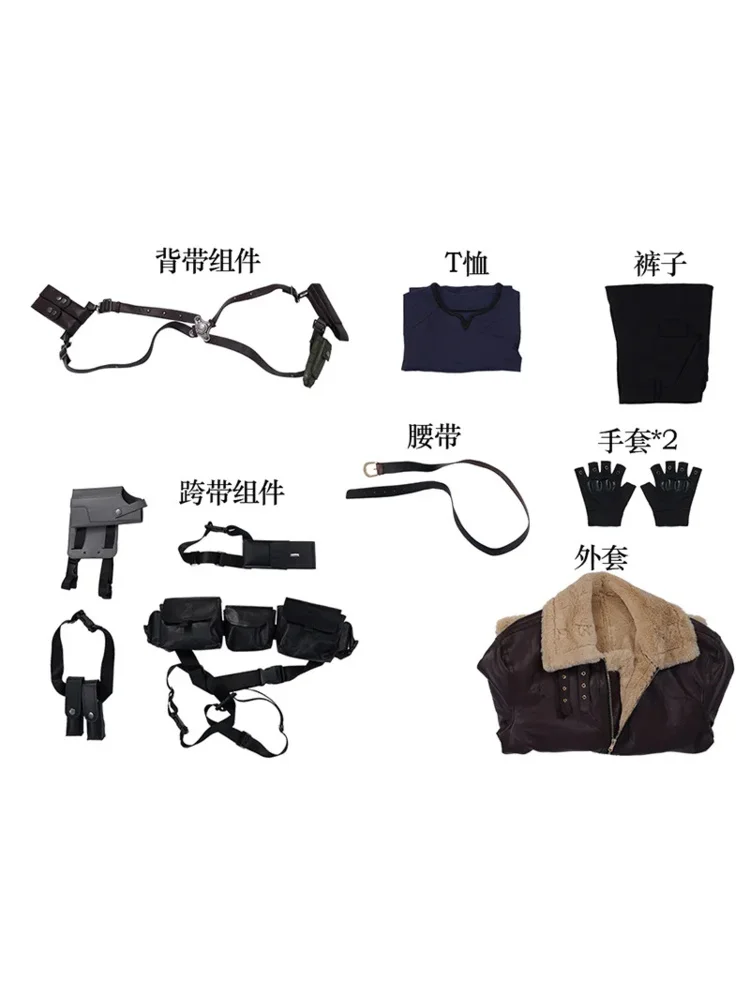 Bear's Den Biohazard Resident 4 طبعة جديدة ليون S كينيدي الشر تأثيري حلي معطف السراويل سترة جلدية هالوين جديد 2025