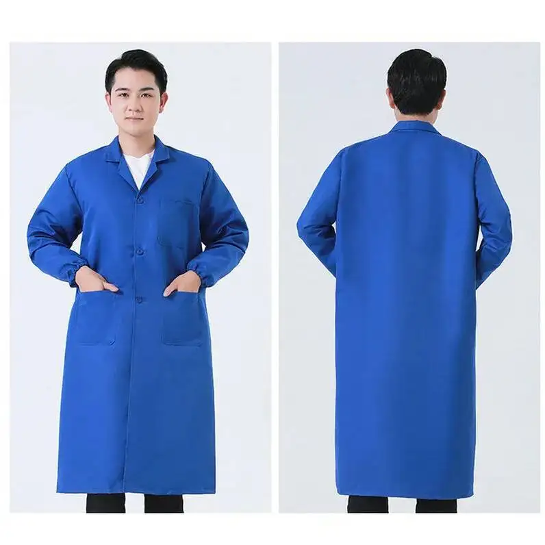 New Unisex Male Warehouse Keeper Breeder Long Sleeved Jacket Labor Insurance Women Work Dust Cover Long Coat Gown