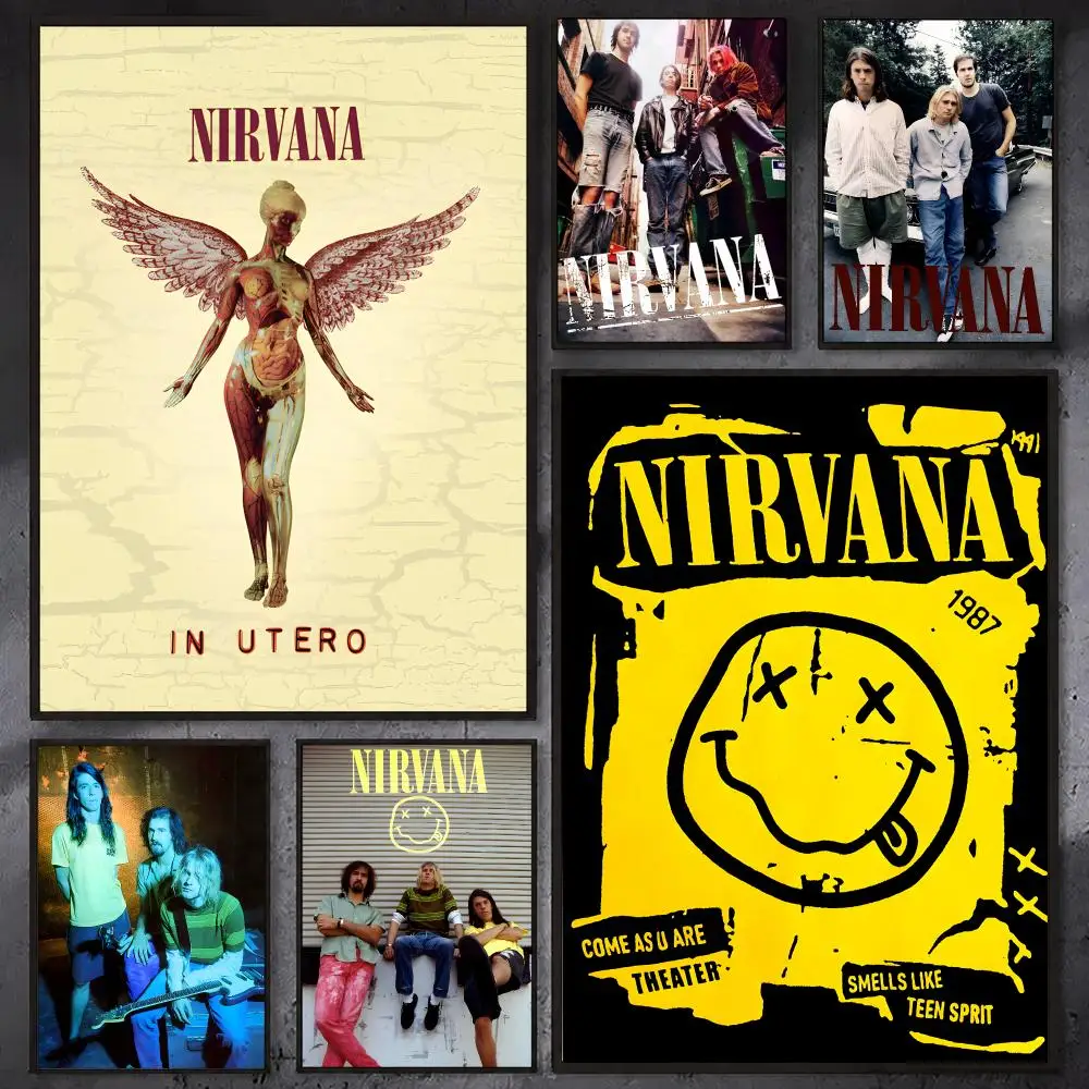Band N-Nirvana Elegant Fashion Poster HD Quality Wall Art Retro Posters For Home Room Wall Decor Kawaii Room Decor