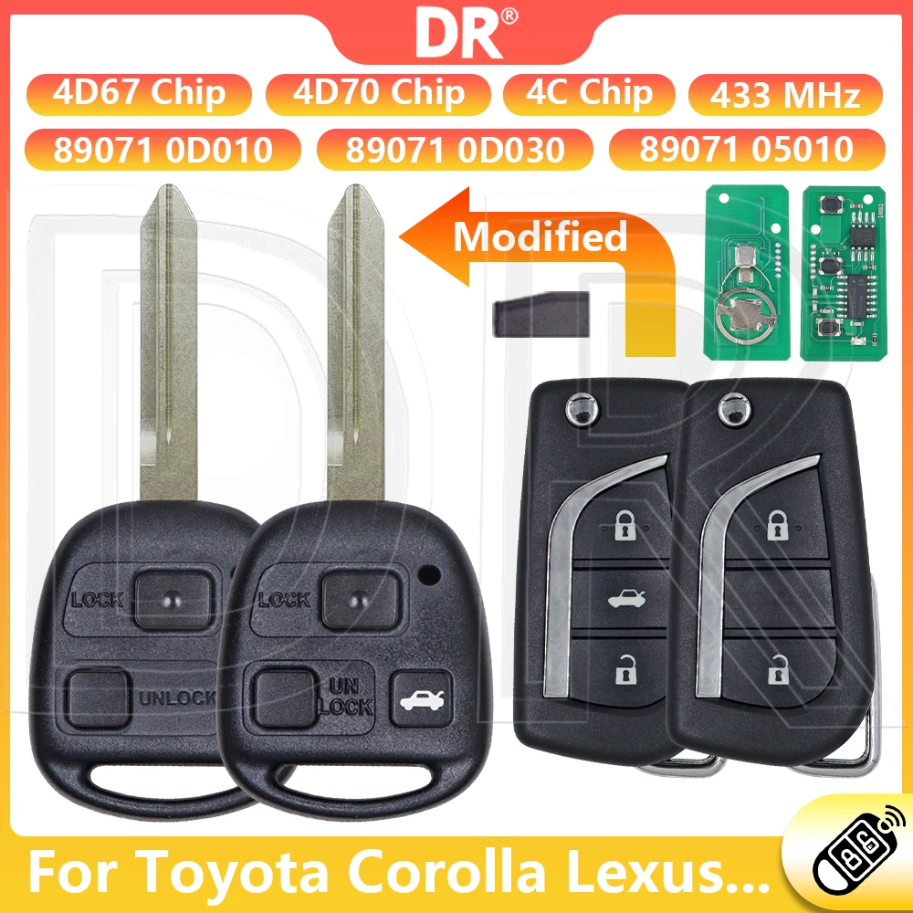 DR3 433MHz P/N:0D010 0D030 Car Remote Key For Toyota Avanza Land Cruiser RAV4 Kluger Previa Tarago Lexus Corolla Yaris Avensis