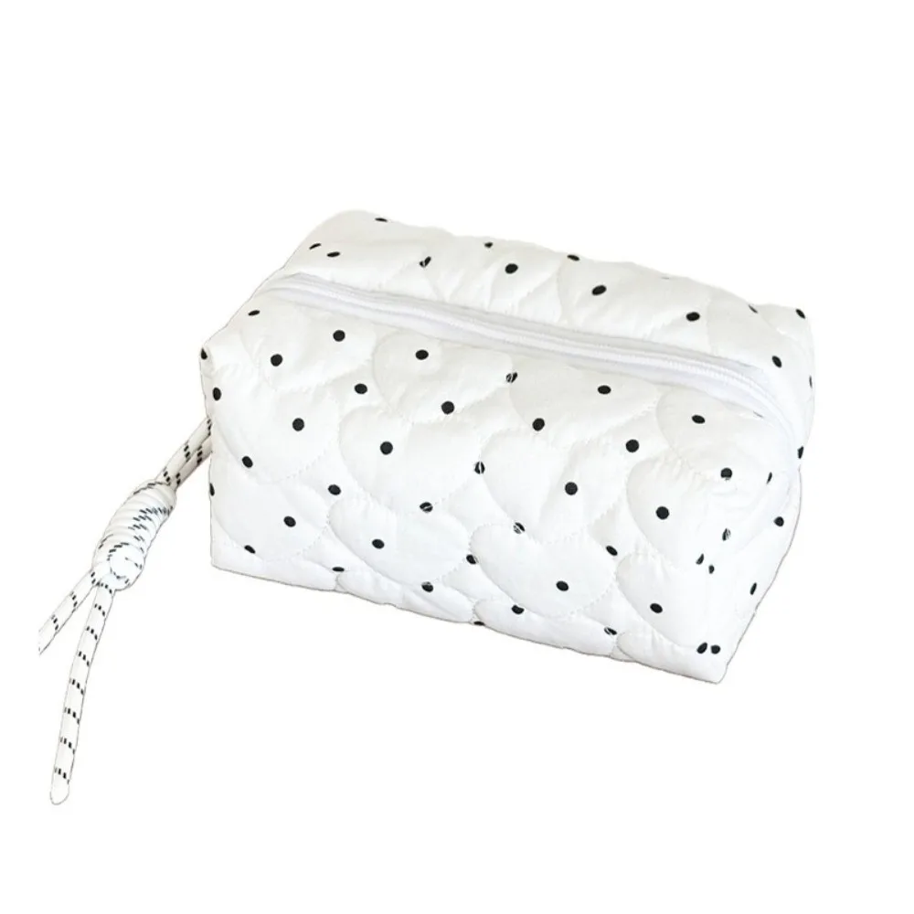Fashion Quilted Polka Dot Makeup Bag Ultralight Portable Cosmetic Pouch Large Capacity Small Coin Bag