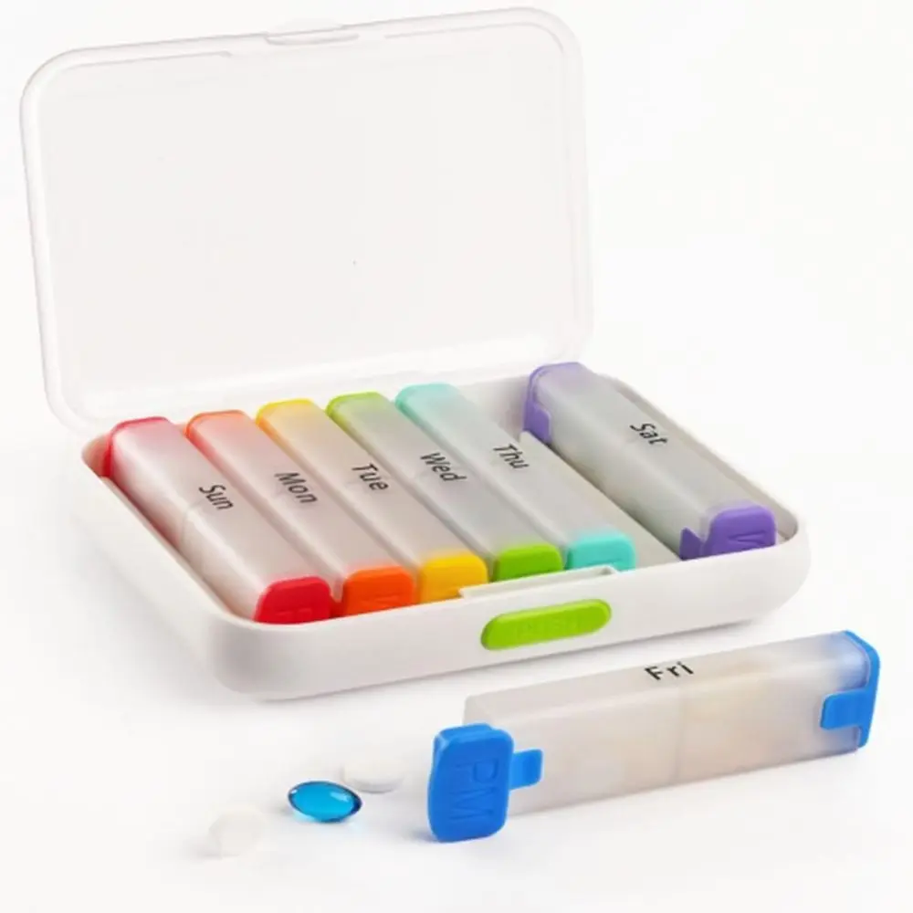 

14 Grid 7-Day Pill Organizer Dust-proof Moisture-proof Weekly Pill Case Large Capacity Week Mark Portable Pill Dispenser