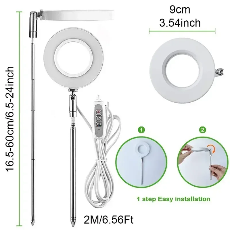 Solar-LED-Wachstumslicht mit vollem Spektrum für den Innenbereich, Dimmen mit vier Gängen, fleischige Viridiplantae, Teleskop-Fülllicht für Blumenböden